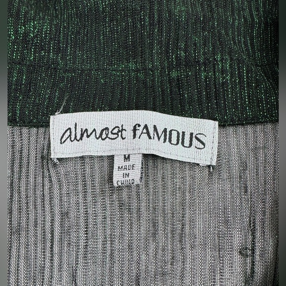 NWT Almost Famous Sheer Button Down Metallic Stripe Shirt Medium - Picture 4 of 8